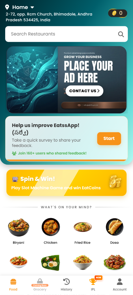 EatssApp Rural Food Delivery App User Interface